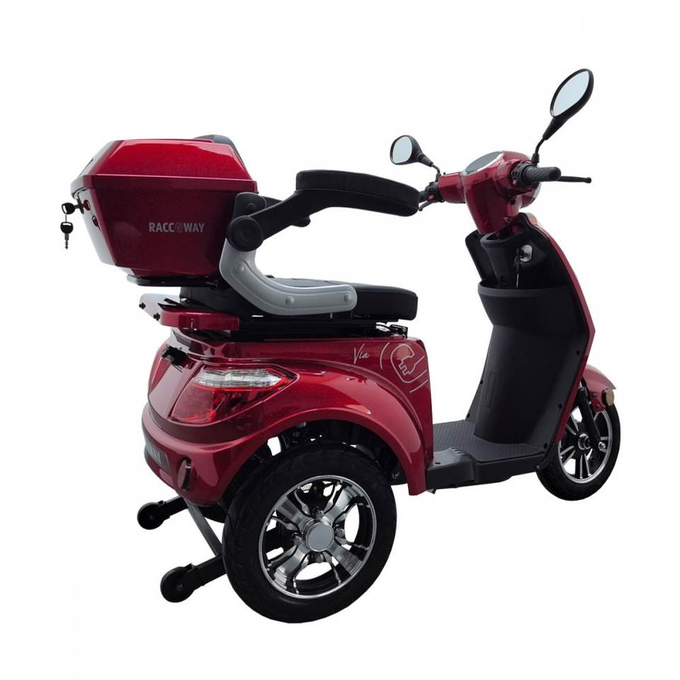 Electric Three-Wheel Scooter 1000W Power with 3000W Motor Open Body 400kg Payload Capacity Burgundy-Glossy