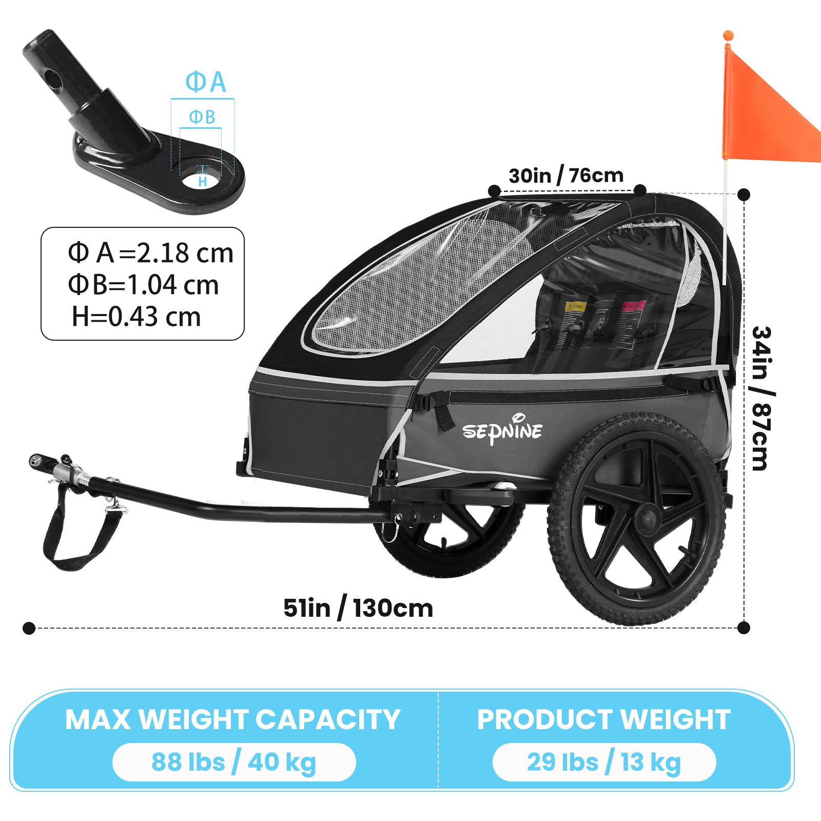 SEPNINE BT609 | Kids Bike Trailer