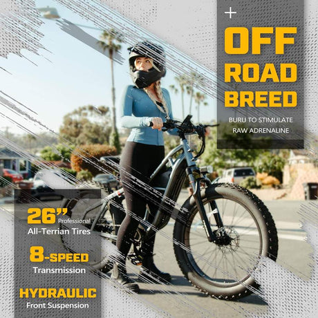 Taurus 26\" All-Terrain Electric Hybrid Cruiser Bike 8 Speed Lithium Battery Aluminum Alloy Frame Long Range Hydraulic Brake