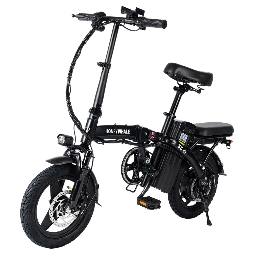HONEY WHALE S6-S 14-Zoll-Elektrofahrrad 250W Motor 48V 10,4 Ah Batterie 25 km/h Vordere und mittlere Federung Dämpfung Doppels c