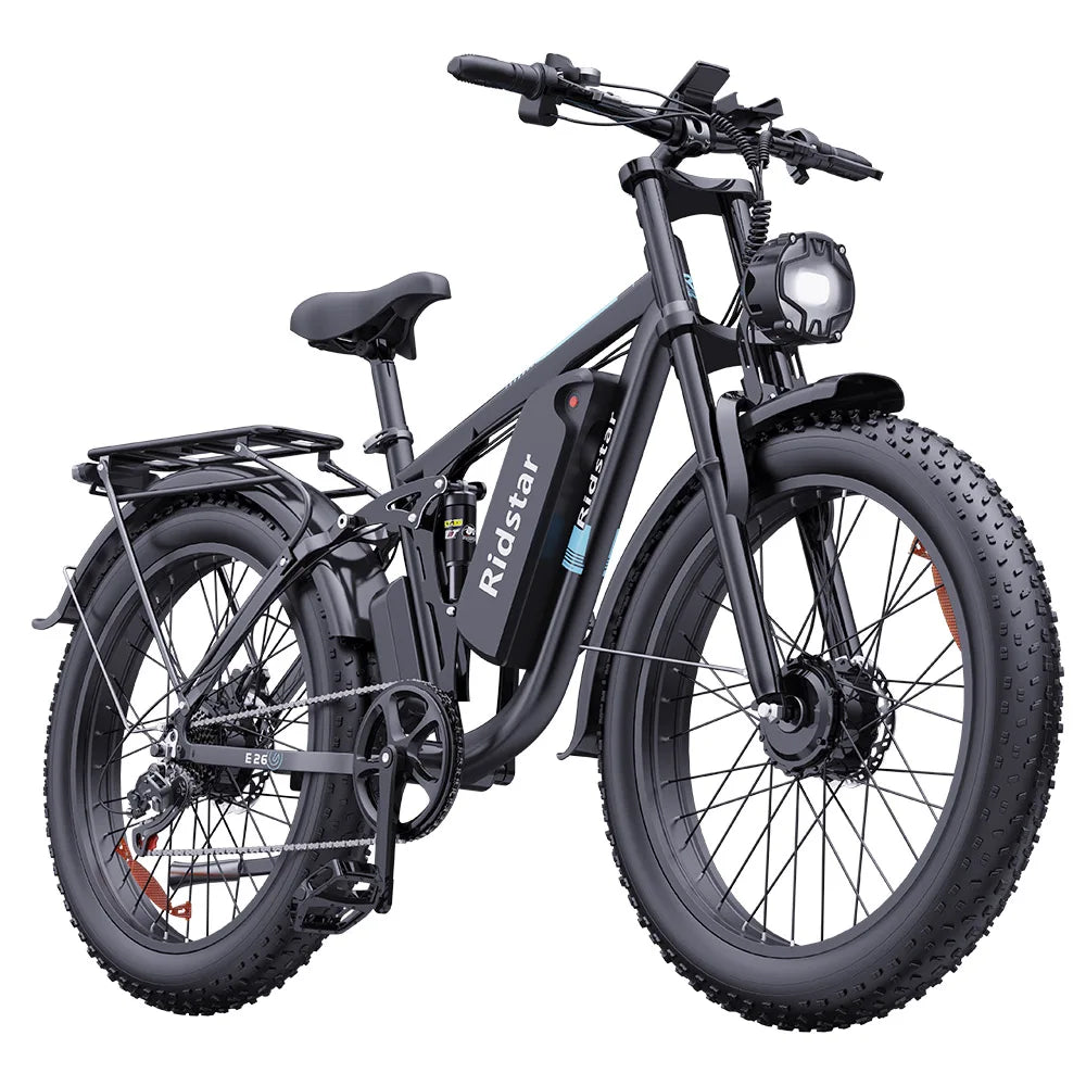 1000W * 2 48V 23Ah 49 km/h Ridstar E26 Pro Elektro fahrrad mit 26*4 Zoll fetten Reifen Dual Hydraulic Brake