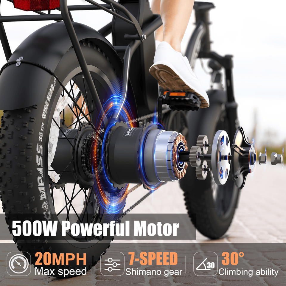USA Warehouse Stock 48V 13AH 500W 20 Inch Fat Tire Folding Adults Electric Bike Multi-Mode Moped Cheap City Foldable Mountain