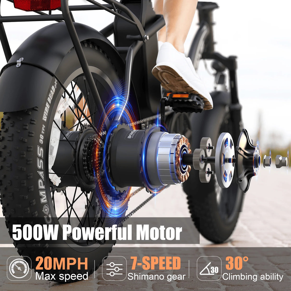 USA Warehouse Stock 48V 13AH 500W 20 Inch Fat Tire Folding Adults Ebike Multi Mode Moped Cheap City Foldable Mountain Ebike