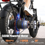 USA Warehouse Stock 48V 13AH 500W 20 Inch Fat Tire Folding Adults Ebike Multi Mode Moped Cheap City Foldable Mountain Ebike