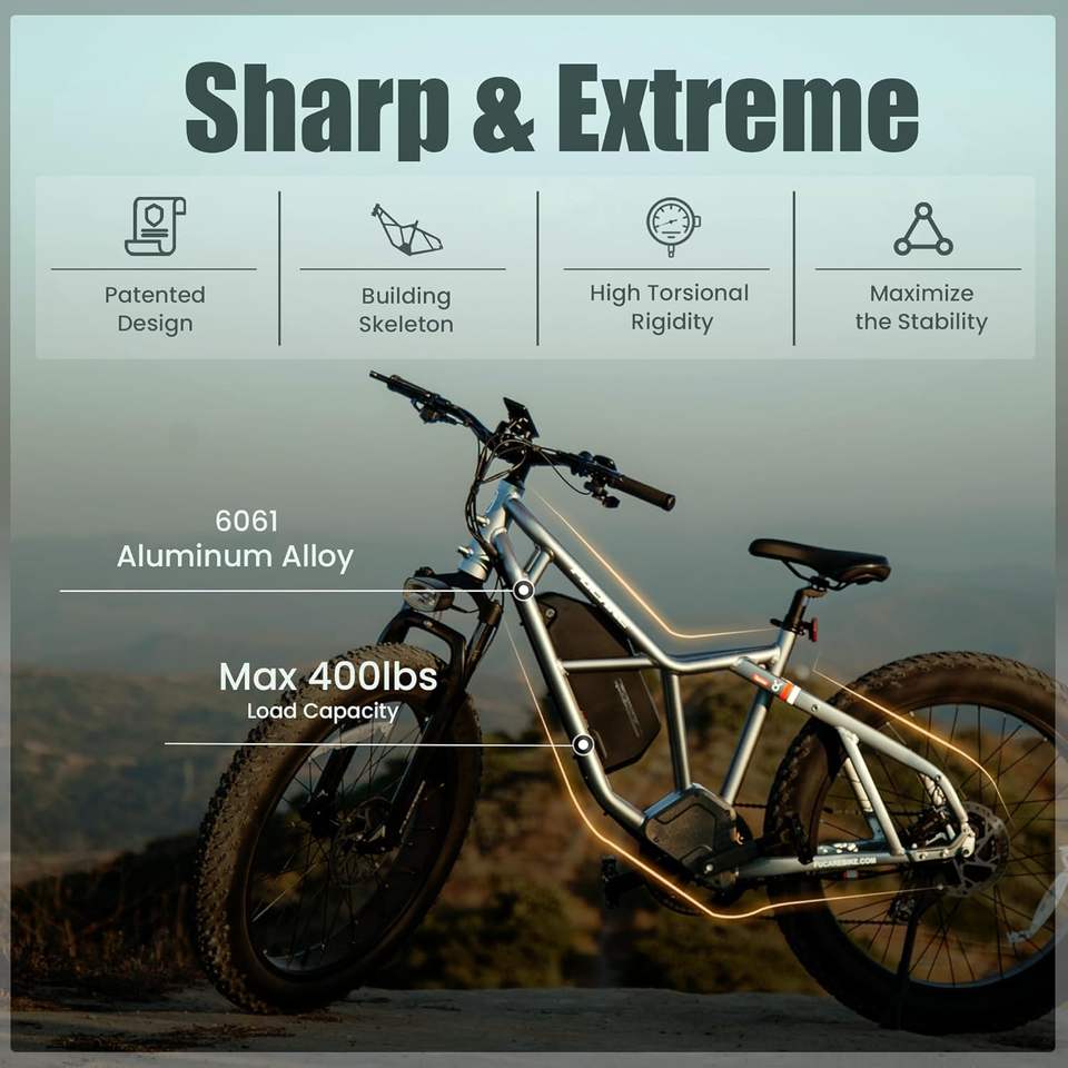 Fucare Taurus Aluminum Alloy Frame Hydraulic Brake 7 Speed Max 1200W Motor Lithium Battery 26" Electric Hybrid Bike