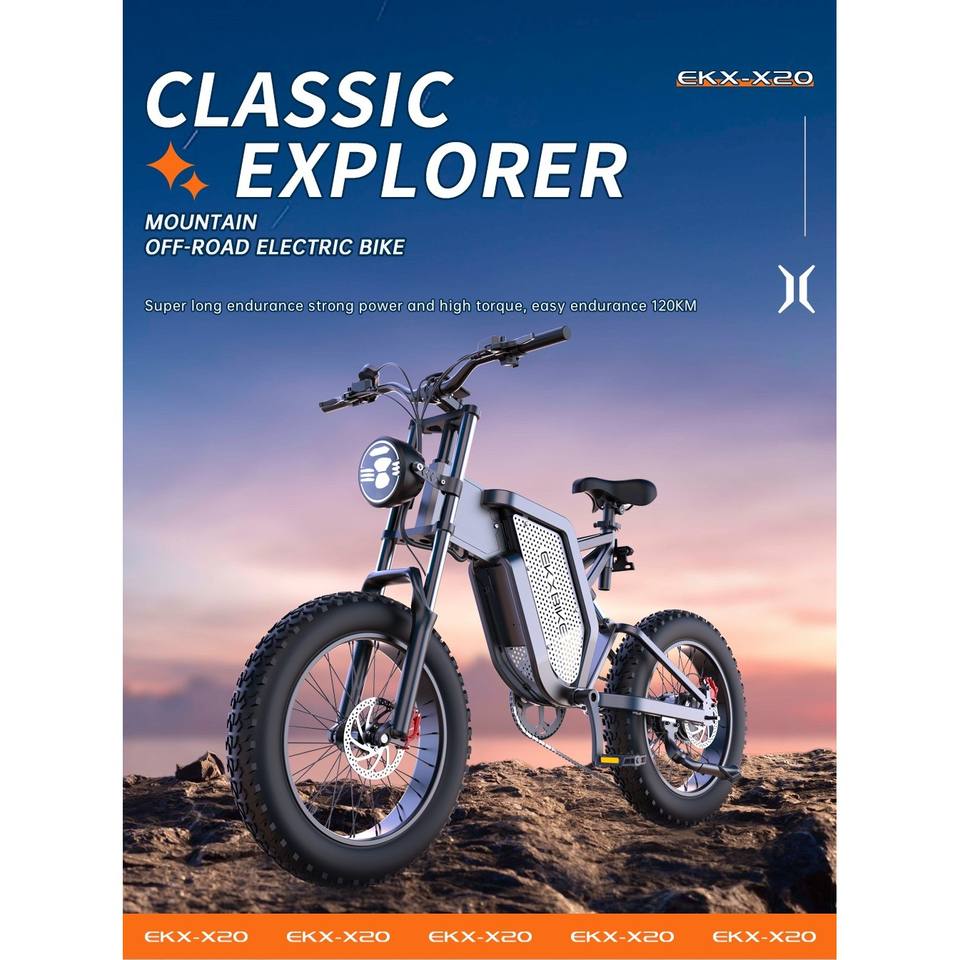 Hydraulische Bremse 48V 35AH 2000W 20 * 4,0-Zoll-Fettreifen 55 km/h 150km Reichweite EKXBIKE X20 Elektro fahrrad mit hydraulisch