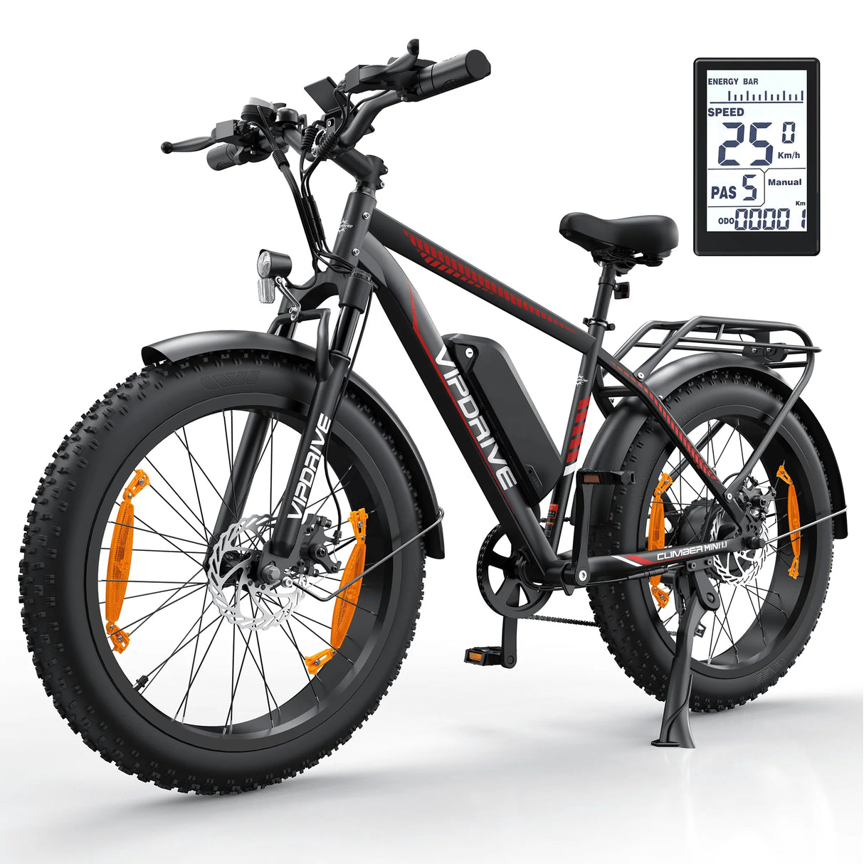 48V 13A Long Rang 24*4" Fat Tyre All Terrain Electric Mountain Bike Lockable Suspension 750W 45KPH Fast Ebike With Rear Rack