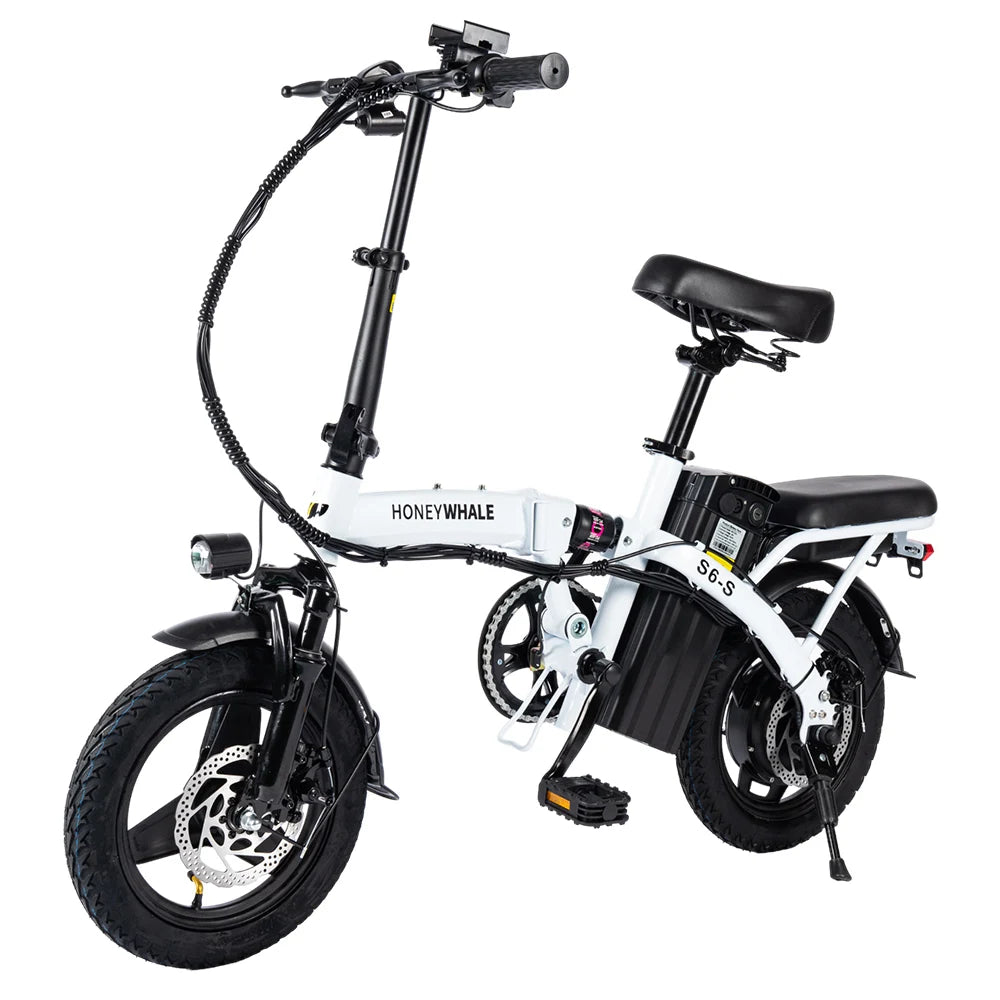 HONEY WHALE S6-S 14-Zoll-Elektrofahrrad 250W Motor 48V 10,4 Ah Batterie 25 km/h Vordere und mittlere Federung Dämpfung Doppels c