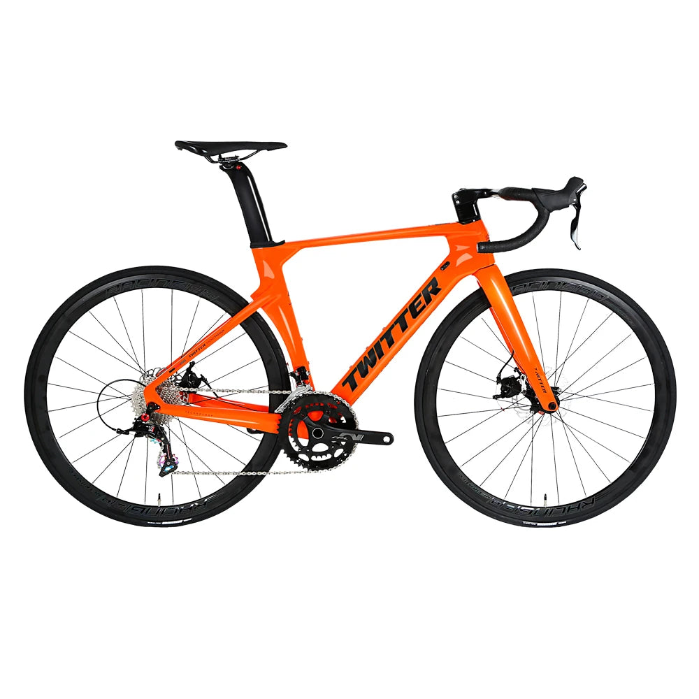 TWITTER Cheap Carbon Road Bike  Full Inner-Cable R10 Disc Brake Professional Road Bike 24speed Complete Carbon Road Bike 700C