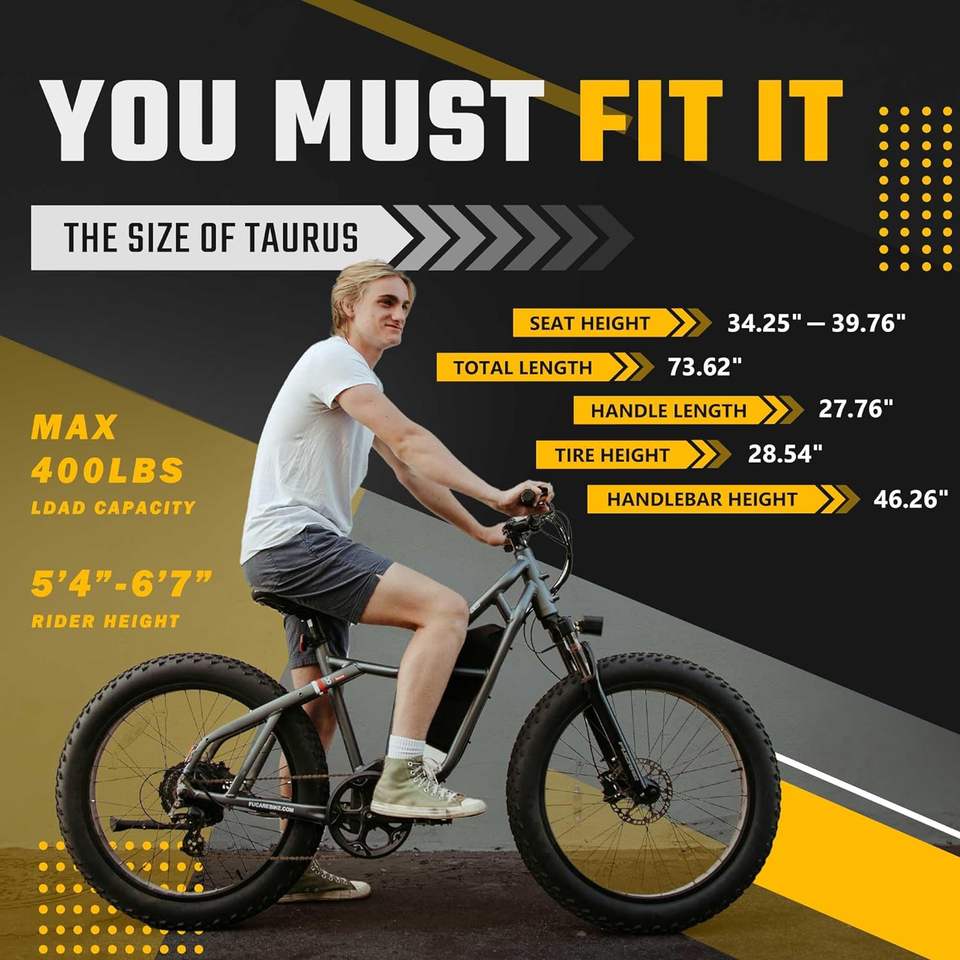 Taurus 26\" All-Terrain Electric Hybrid Cruiser Bike 8 Speed Lithium Battery Aluminum Alloy Frame Long Range Hydraulic Brake