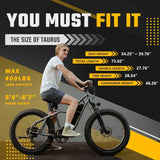 Taurus 26\" All-Terrain Electric Hybrid Cruiser Bike 8 Speed Lithium Battery Aluminum Alloy Frame Long Range Hydraulic Brake