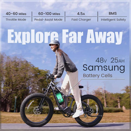 Fucare Taurus Aluminum Alloy Frame Hydraulic Brake 7 Speed Max 1200W Motor Lithium Battery 26" Electric Hybrid Bike