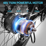 USA Stock 48V 15AH 750W Fat Tire 26 Inch Mountain Ebike Multi Mode 7 Speed Gear LCD Display Sport Ebike for Adults