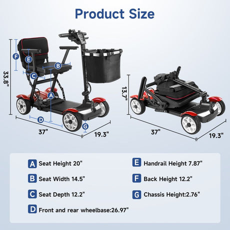 INSDRGN 211A 270W Motor Electric Scooter Customized 4 Wheels Folding Mobility Scooter for Elderly Disabled Handicapped Scooter