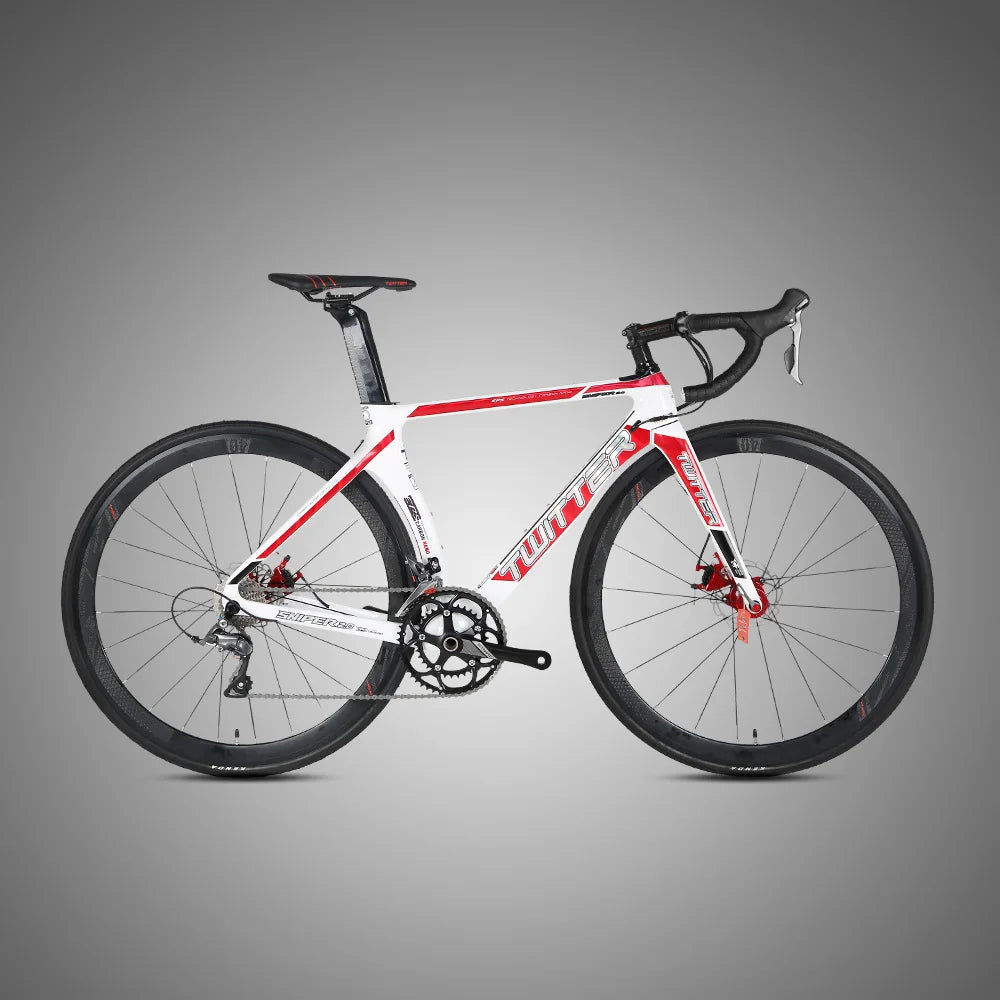 High Quality 54cm Carbon Road Bike Bicycle with Disc Thru Axle