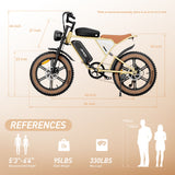 Moutain E-Bike JANSNO X70 electric bike 20" for adults, double battery 48V 34Ah 750W motor  off-road snow e-bike