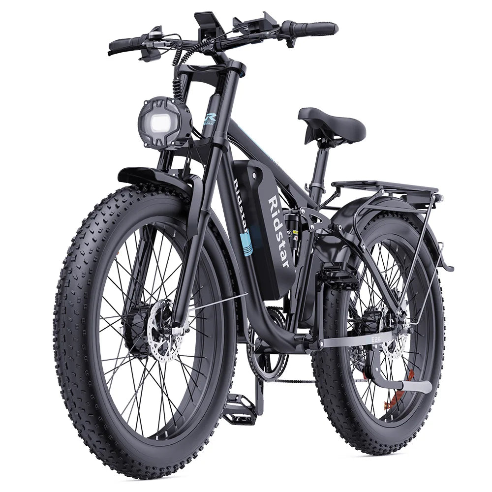 1000W * 2 48V 23Ah 49 km/h Ridstar E26 Pro Elektro fahrrad mit 26*4 Zoll fetten Reifen Dual Hydraulic Brake