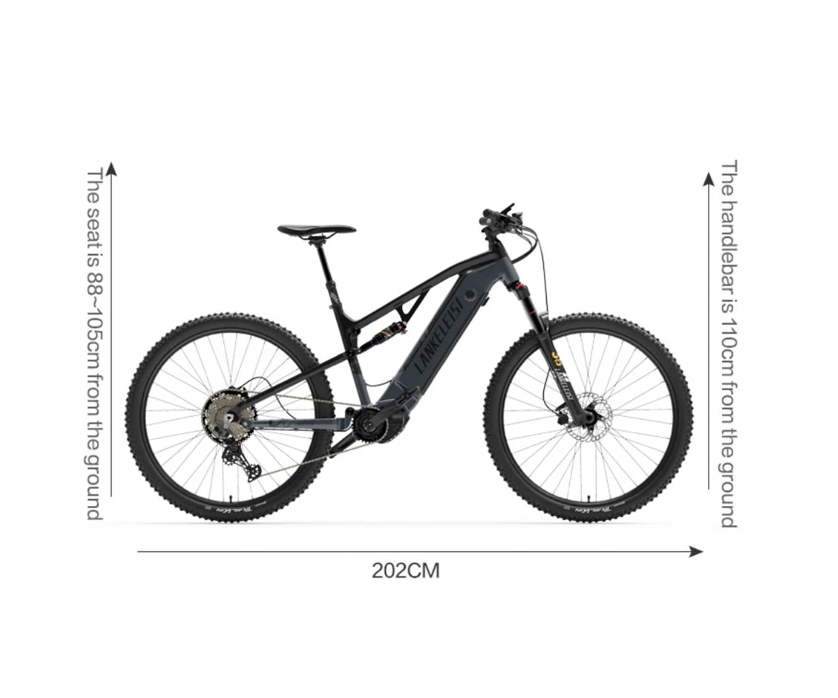 LANKELEISI GT800 48V 12-Speed Electric Mountain Bike with down Tube Lithium Battery and Aluminum Alloy Frame New Arrival