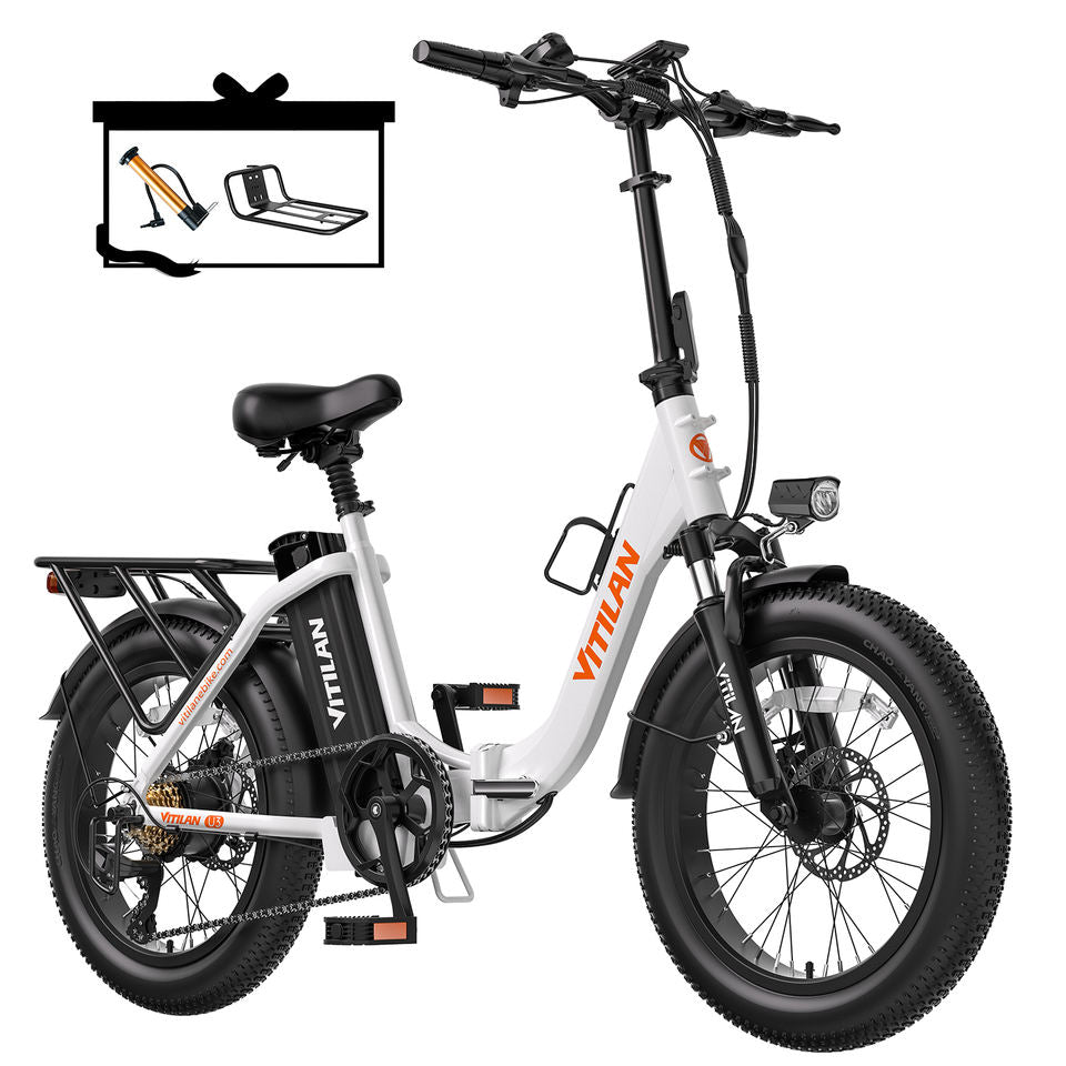 Vitilan 48V 13AH 750W Folding Electric Bike 65km Range 20*4.0inch Tire 7 Speed Torque 75N.m Maxspeed 45km/h Front Fork