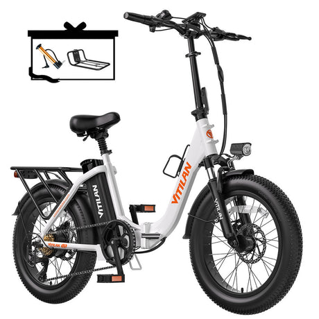 Vitilan 48V 13AH 750W Folding Electric Bike 65km Range 20*4.0inch Tire 7 Speed Torque 75N.m Maxspeed 45km/h Front Fork