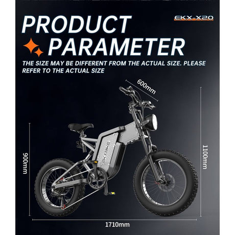 Hydraulische Bremse 48V 35AH 2000W 20 * 4,0-Zoll-Fettreifen 55 km/h 150km Reichweite EKXBIKE X20 Elektro fahrrad mit hydraulisch