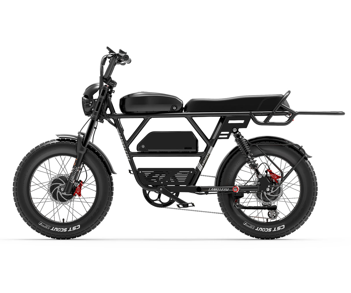 LANKELEISI X-Black Knight 2000W Electric Bike with Dual Motors 48V Aluminum Frame and 280KM Range Power by Lithium Battery