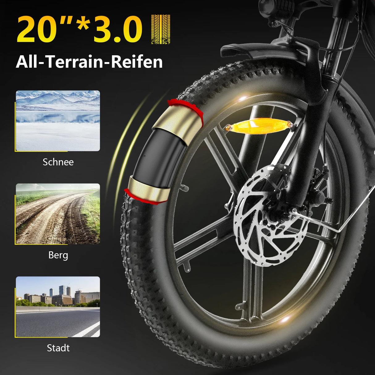 K201 E-Bike Cityrad KAISDA Klapprad 20 Zoll Elektrofahrrad mit 36V 20.8Ah Abnehmbarer Akku