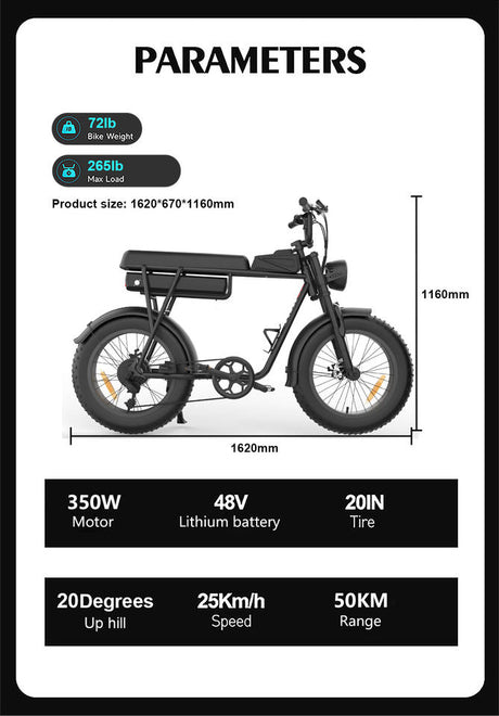 YAMALI FXH-006 Electric MT Bike 350/1000W Rear Hub 48V 18/20AH Battery 20*4.0 Fat Tyre 50km Range 40km/h MaxSpeed Dual Disc