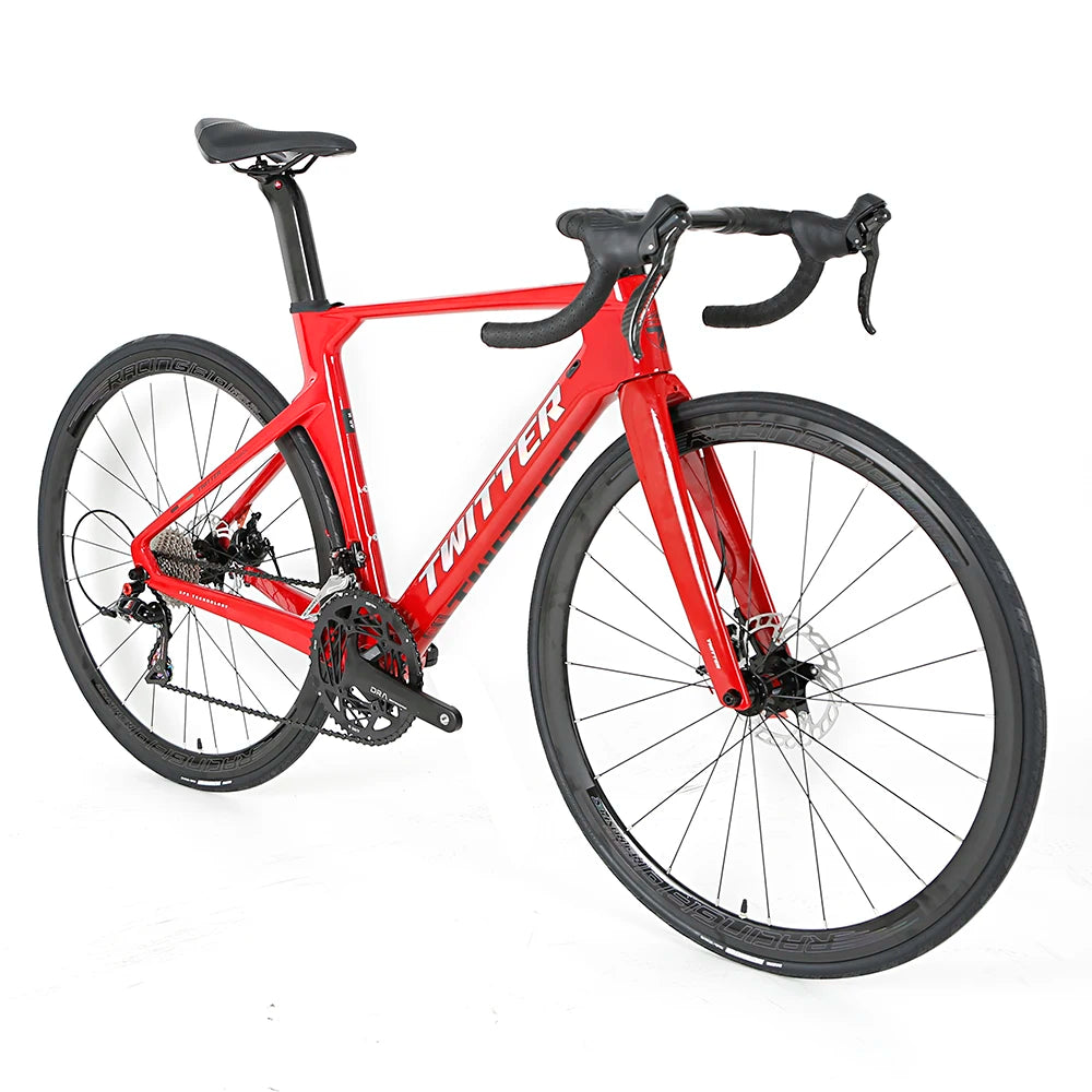TWITTER Cheap Carbon Road Bike  Full Inner-Cable R10 Disc Brake Professional Road Bike 24speed Complete Carbon Road Bike 700C