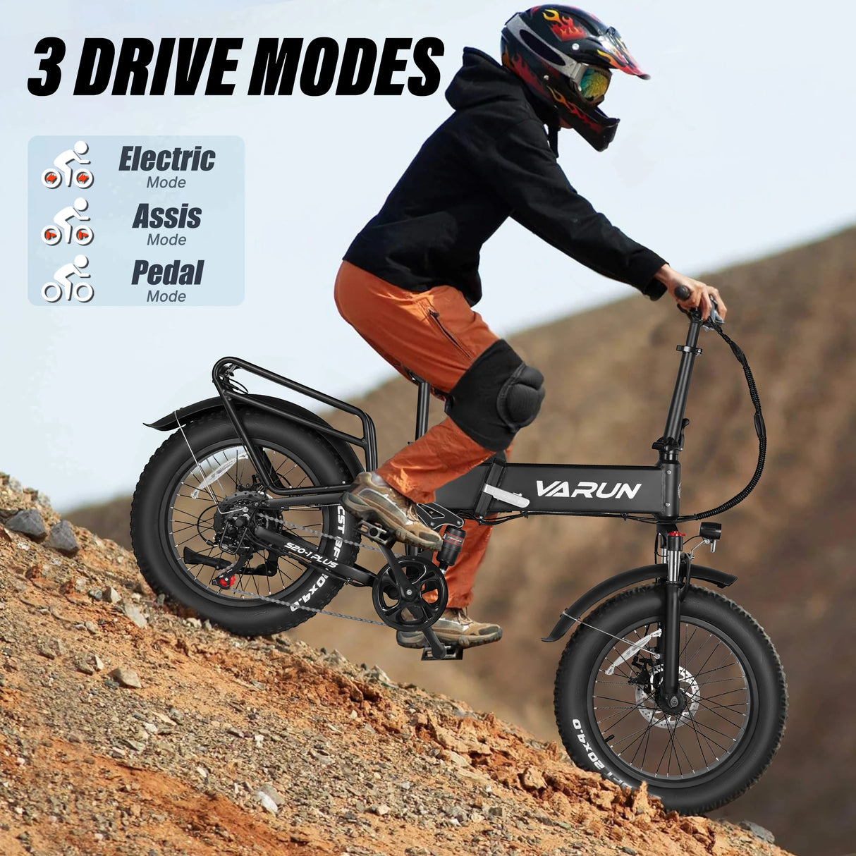 VARUN S20-1 PLUS 250W 48V 13AH Lightweight UL Certified E-Bike 4.0 Fat Tire Foldable Electric Bike for Adults