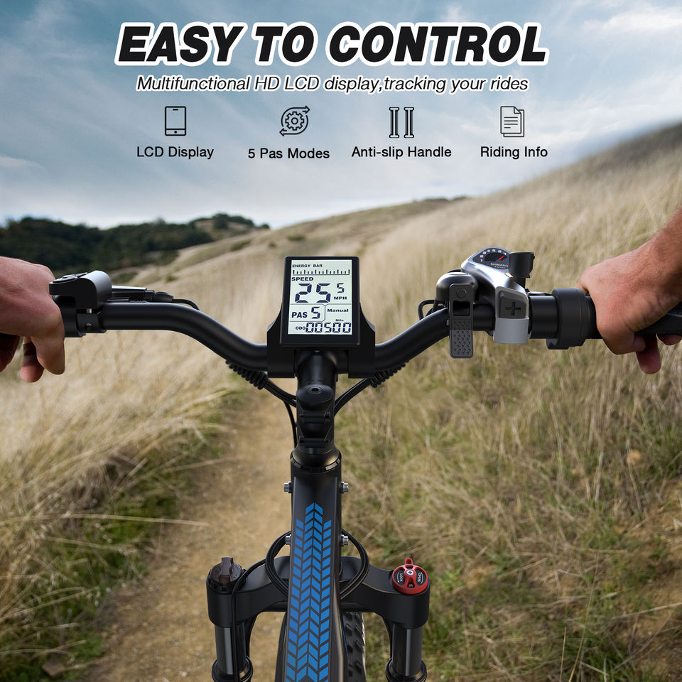 USA Stock 48V 13AH 500W 26 Inch Lithium Battery Fat Tire Mountain Electric Bicycle Multi Mode Long Range Sport Fast Ebike