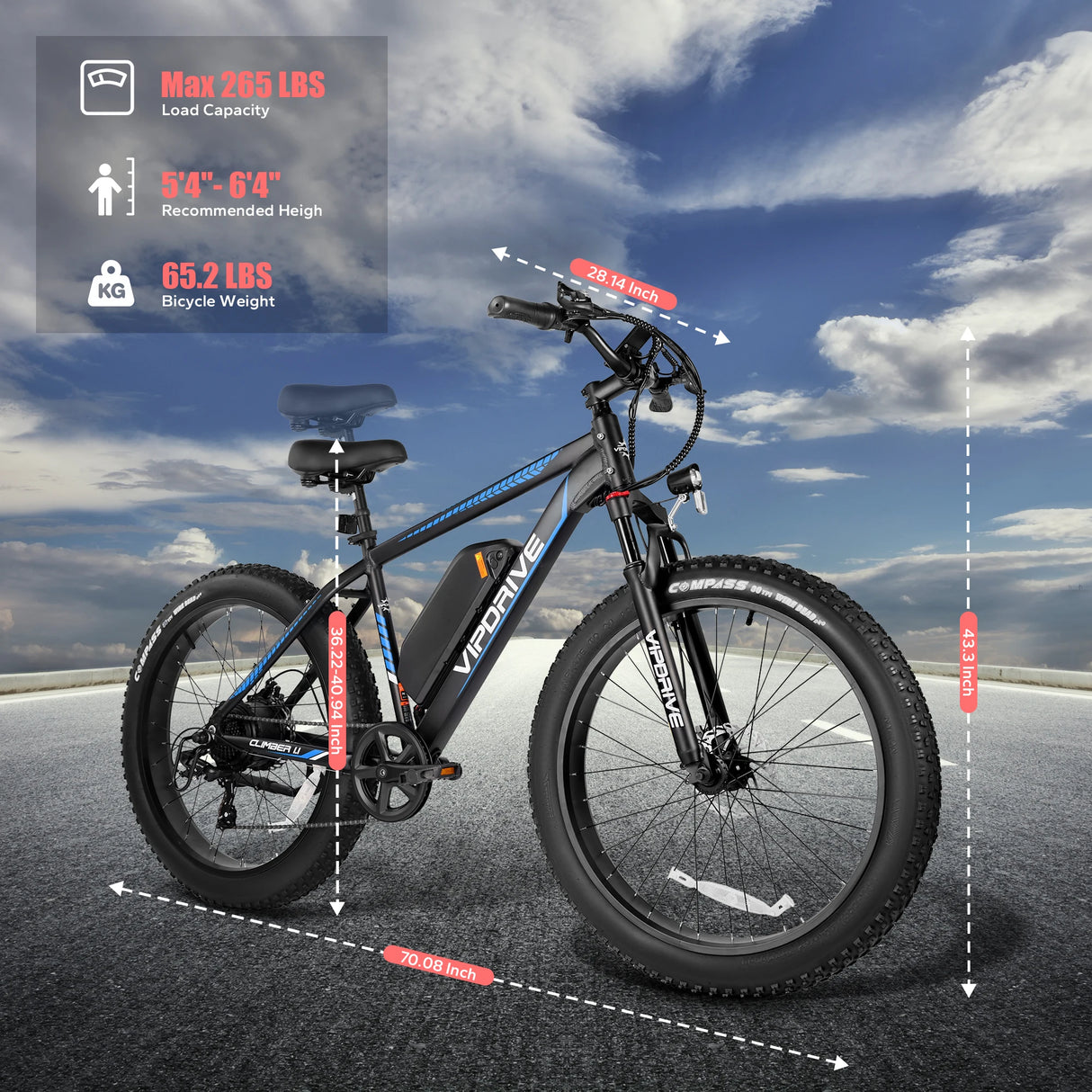 USA Stock 48V 13AH 500W Fat Tire Mountain Off-Road Electric Bike Long Range LCD Display Sport Fast Ebike for Adults