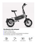 YEEP.ME Q1 350W Folding Electric Bike with 36V 7.8ah 280WH Removable Battery Maxspeed 25km/h Aluminum Frame 35*56cm Wheel Size
