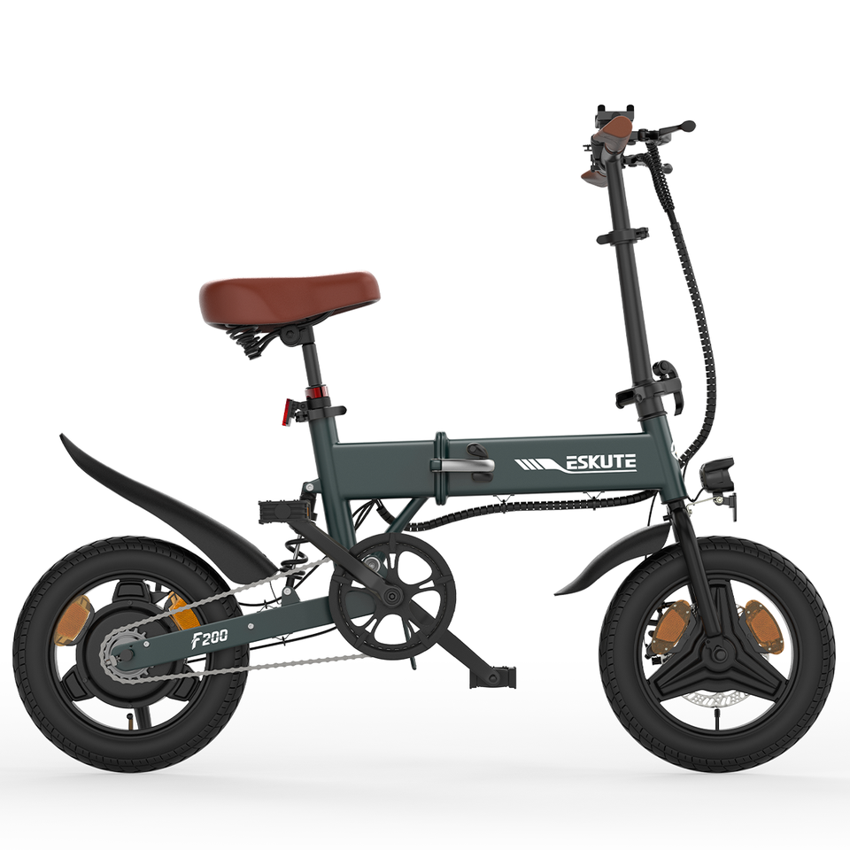 ESKUTE F200 36V 250W Folding Electric Bike 9AH Tyre 14*2.1inch MaxSpeed 25-35km/h Range 26KM 120 Loading Capacity Front