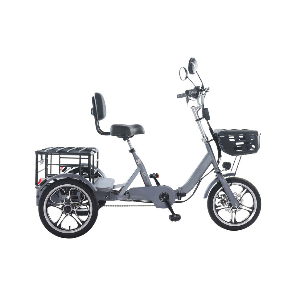 EU Warehouse 48V 350W 22Ah Lithium Battery 3-Wheel Tricycle Cargo Electric Bike with Disc Brake Foldable Brushless Motor