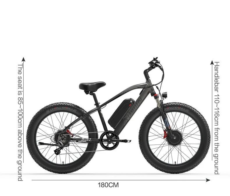 LANKELEIS MG740PLUS Dual-Engine Off-Road Electric Bike 48V Rear Hub Motor Disc Brake System Aluminum Alloy Frame Tube Battery