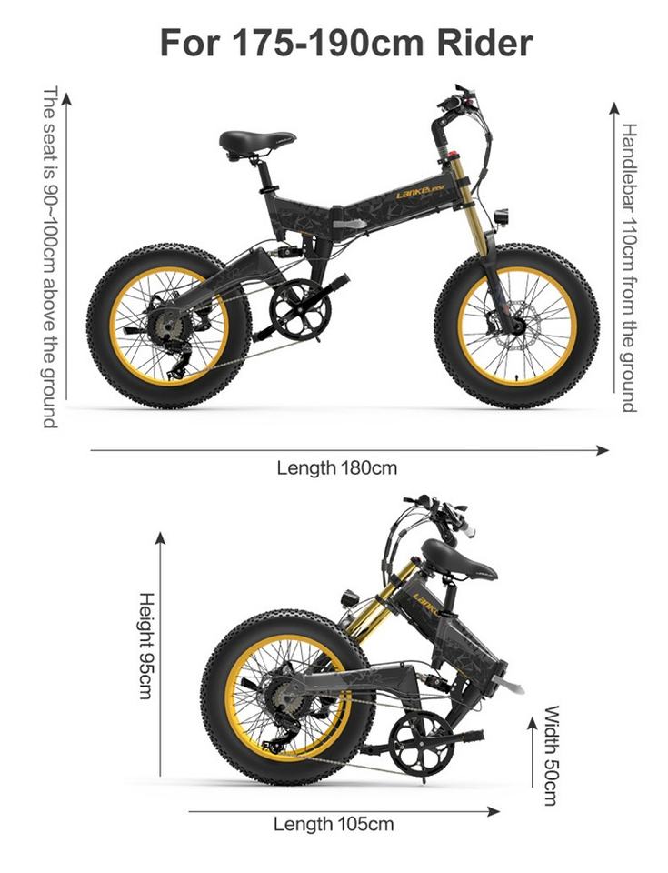 LANKELEISI X3000Plus-UP 20 Inch 4.0 Electric Bike with 48V 4.0 Power-up Snow E-Bike Featuring a Fat Tire Lithium Battery Supply