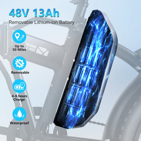USA Warehouse Stock 48V 13AH 500W Lithium Battery Fat Tire Mountain Folding Electric Bicycle Portable Ebike Foldable for Sale