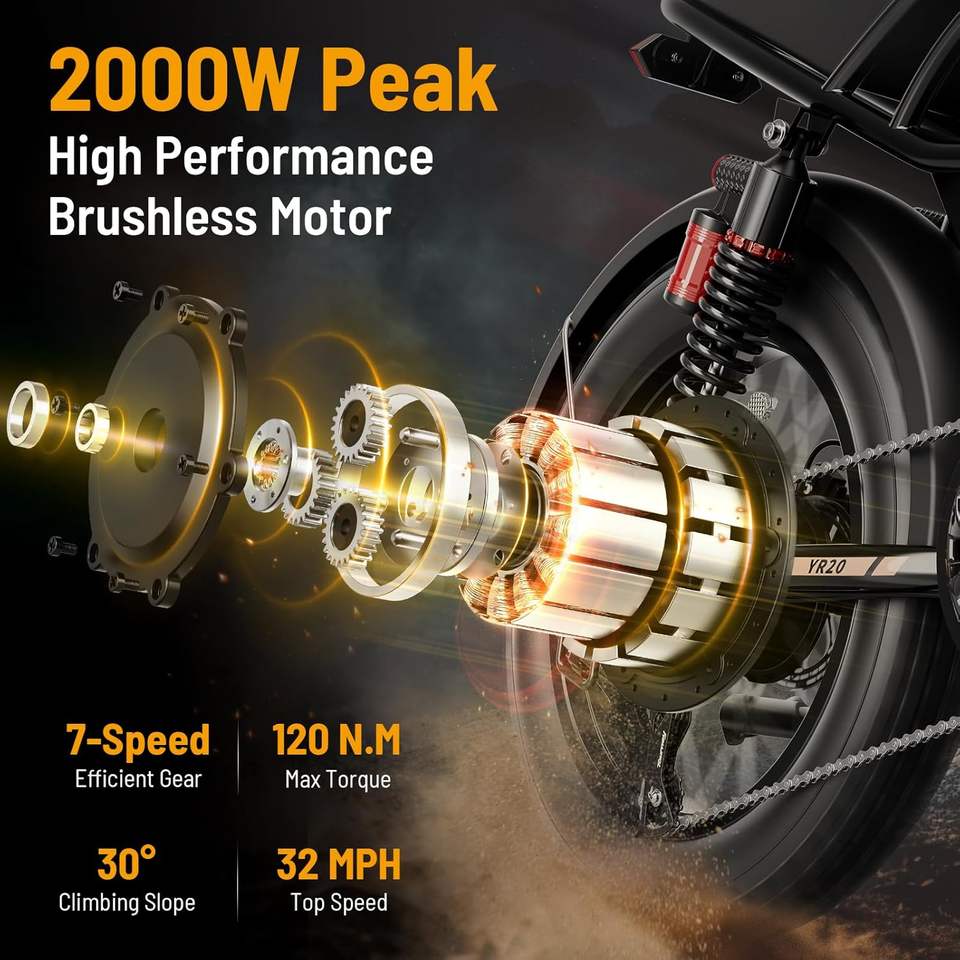 Elektro fahrrad für Erwachsene FX006 mit Motor, 48V 13AH Batterie Elektro fahrrad, 20 Zoll; Fat Tire Dirt Bike Cruise Control