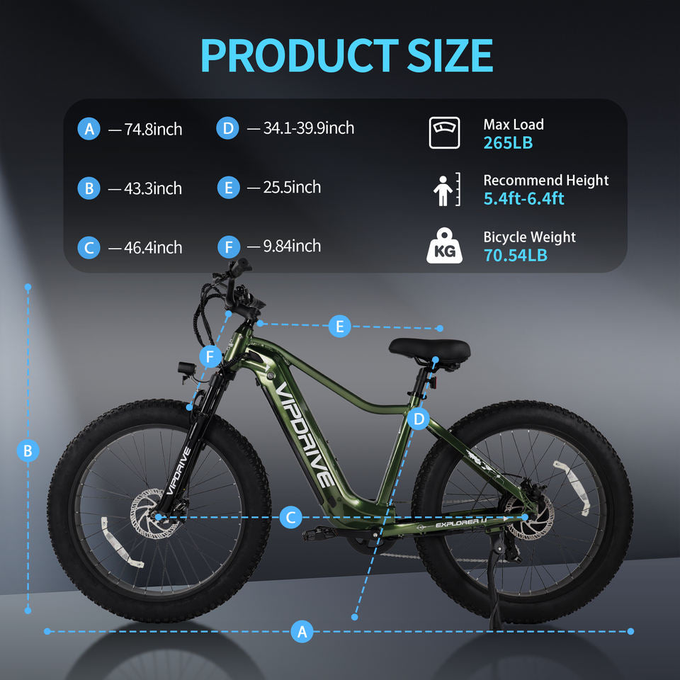 Vipdrive US Warehouse Drop Shipping 26" Fat Tire Ebike 48V 15AH Best Battery Dual Suspension MTB Electric Snow Beach Bicycle
