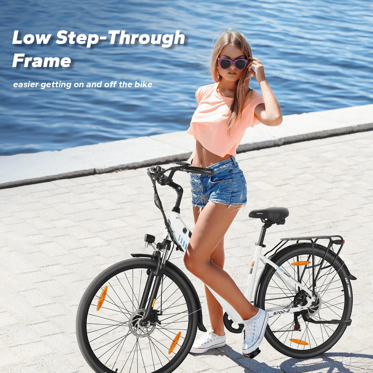 Low Step-Through Aluminum Electric Hybrid Bike 700C 500W City EBike 48V 10.4AH EU UK Warehouse Intergrated Electric Bicycle