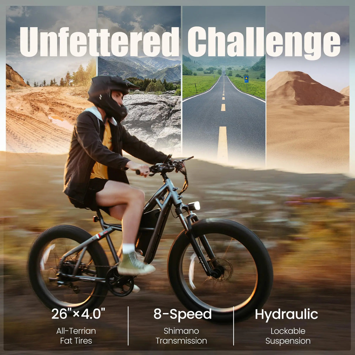 Fucare Taurus 1200W 48V 25AH Battery Mountain EBike up to 32MPH 100 Miles 26 Inch 8 Speed Fat Tire Electric Bike for Adults