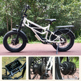 New Arrival Direct Factory Price High Power 1500W Dual 750W Motor Aluminum Alloy Fat Tire Electric Bike with Rear Shock Absorber
