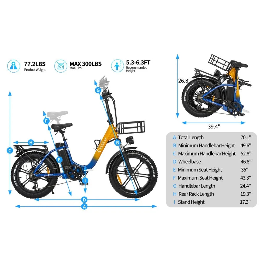 500W 48V 20Ah 48 km/h 50-70km Reichweite Shimano 7-Gang Ridstar MN20 Elektro fahrrad mit 20*4,0 'Fat Tire