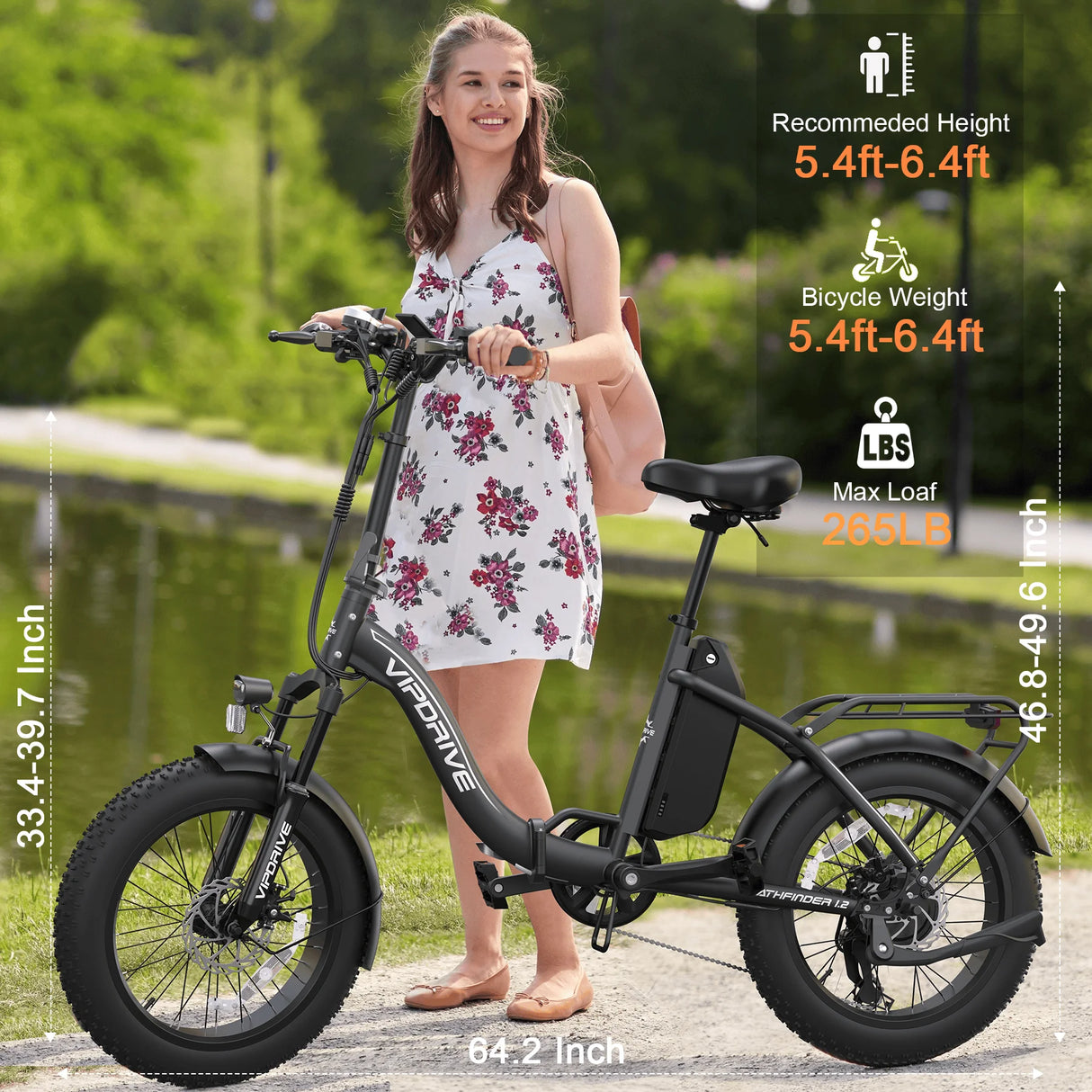 USA Stock 48V 13AH 500W 20 Inch Fat Tire Folding Kid Dirt Electric Bike Multi Mode LCD Display Moped Mountain City Ebike