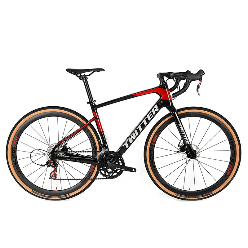 Twitter Mens Road Bike Off-road Bikes GRAVEL Carbon Road Bike Disc 22speed Carbon Bicicle 700*40C Tire China Factory