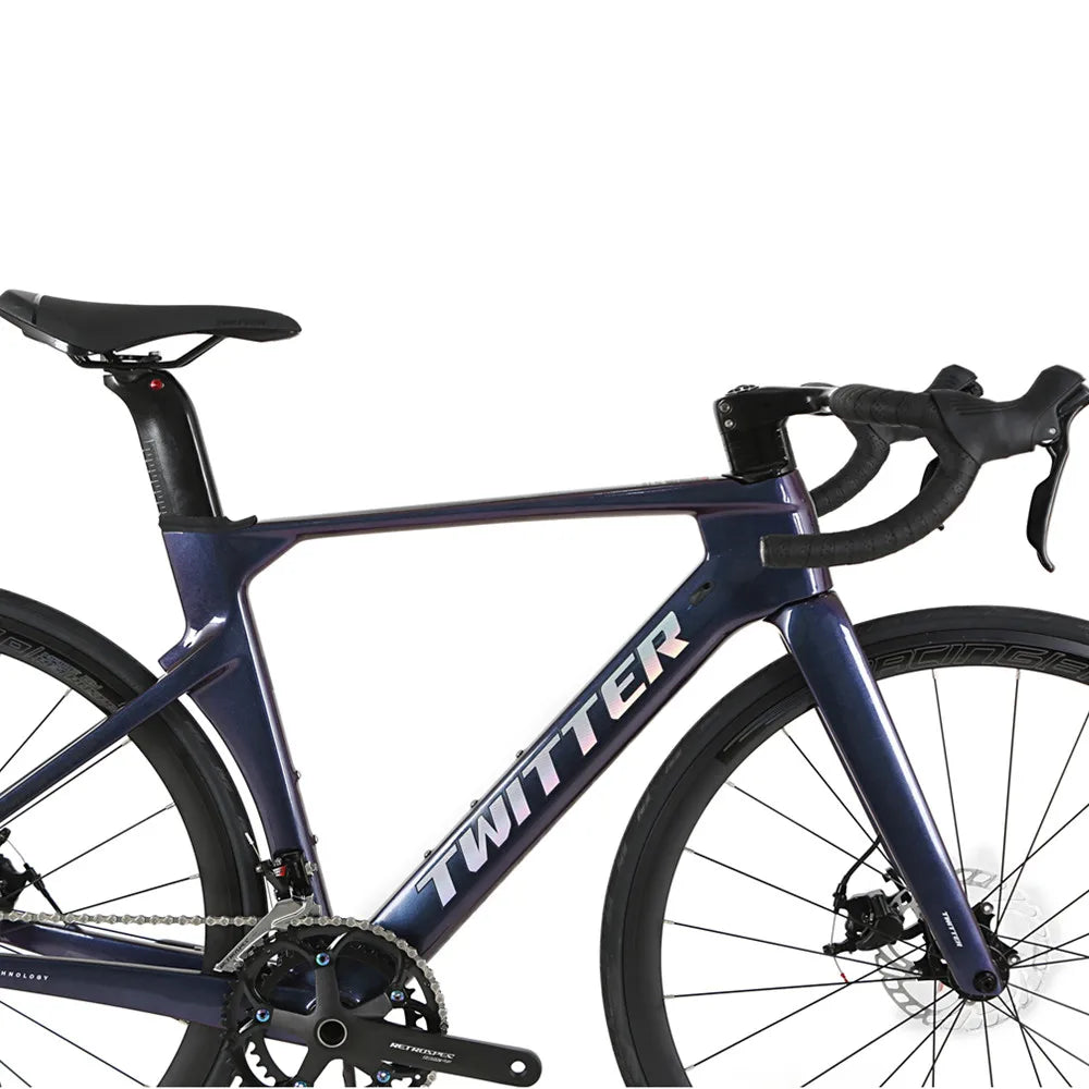 Hidden Cable 43.5CM - 56CM Cheap Carbon Fibre Road Bike Bicycle with Hydraulic Disc Brake