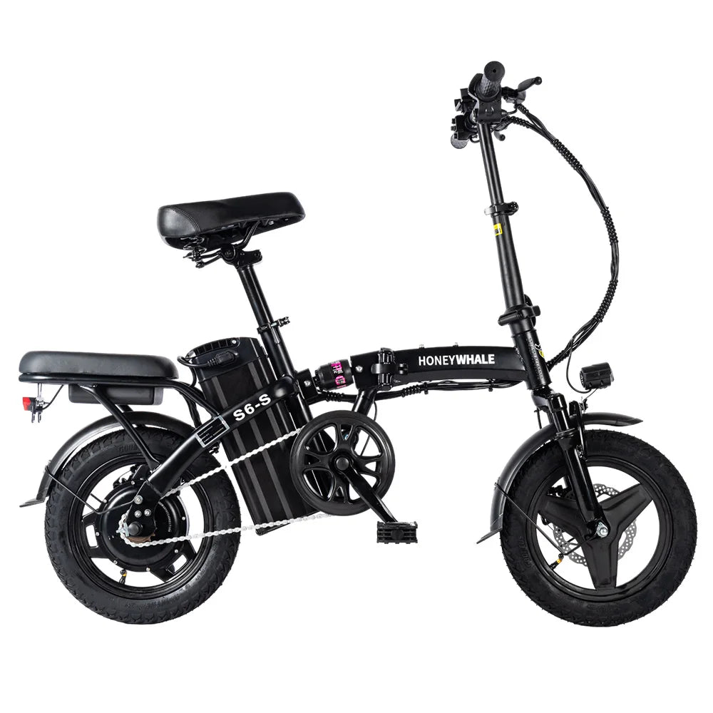 HONEY WHALE S6-S 14-Zoll-Elektrofahrrad 250W Motor 48V 10,4 Ah Batterie 25 km/h Vordere und mittlere Federung Dämpfung Doppels c