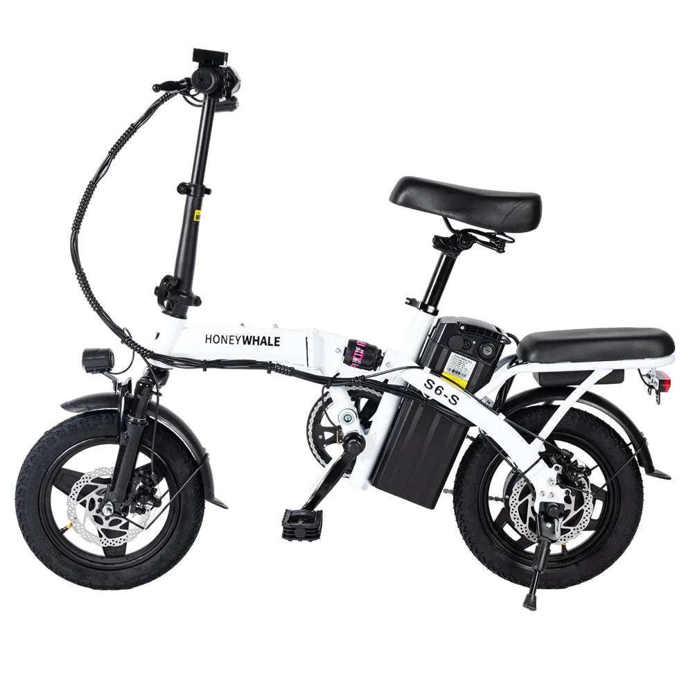 HONEY WHALE S6-S 14-Zoll-Elektrofahrrad 250W Motor 48V 10,4 Ah Batterie 25 km/h Vordere und mittlere Federung Dämpfung Doppels c