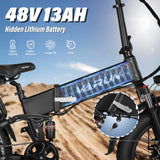 VARUN S20-1 PLUS 250W 48V 13AH Lightweight UL Certified E-Bike 4.0 Fat Tire Foldable Electric Bike for Adults
